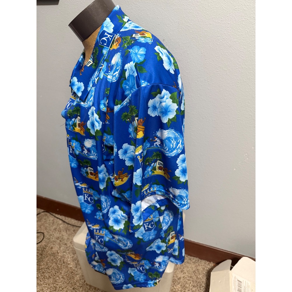 Kansas City Royals Miller Lite Hawaiian Shirt Mens XL Blue MLB Tropical Floral - Picture 2 of 5